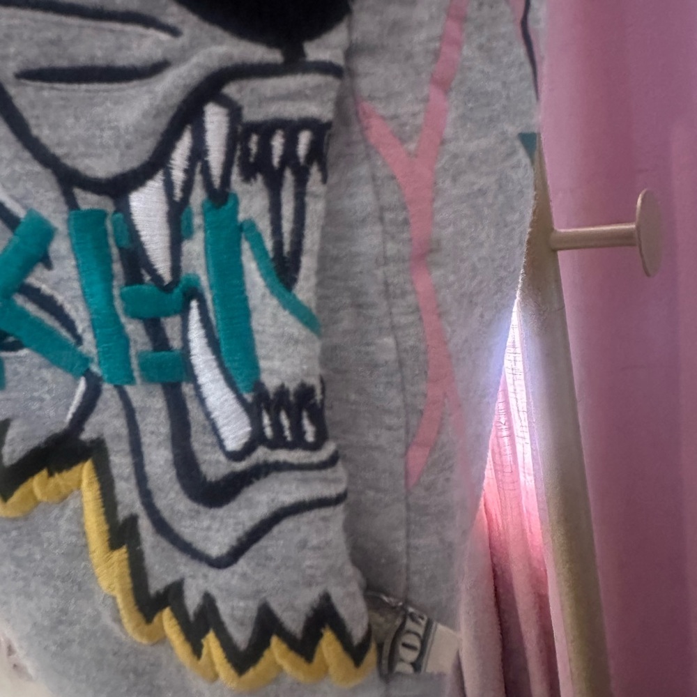 Kenzo Gray Zip-Up with Colorful Embroidery - Picture 14 of 16